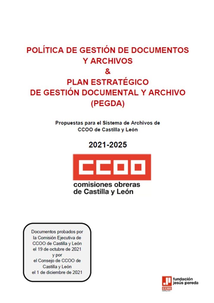 Política de gestión de documentos y archivos y Plan estratégico de gestión documental y archivo de CCOO de Castilla y León