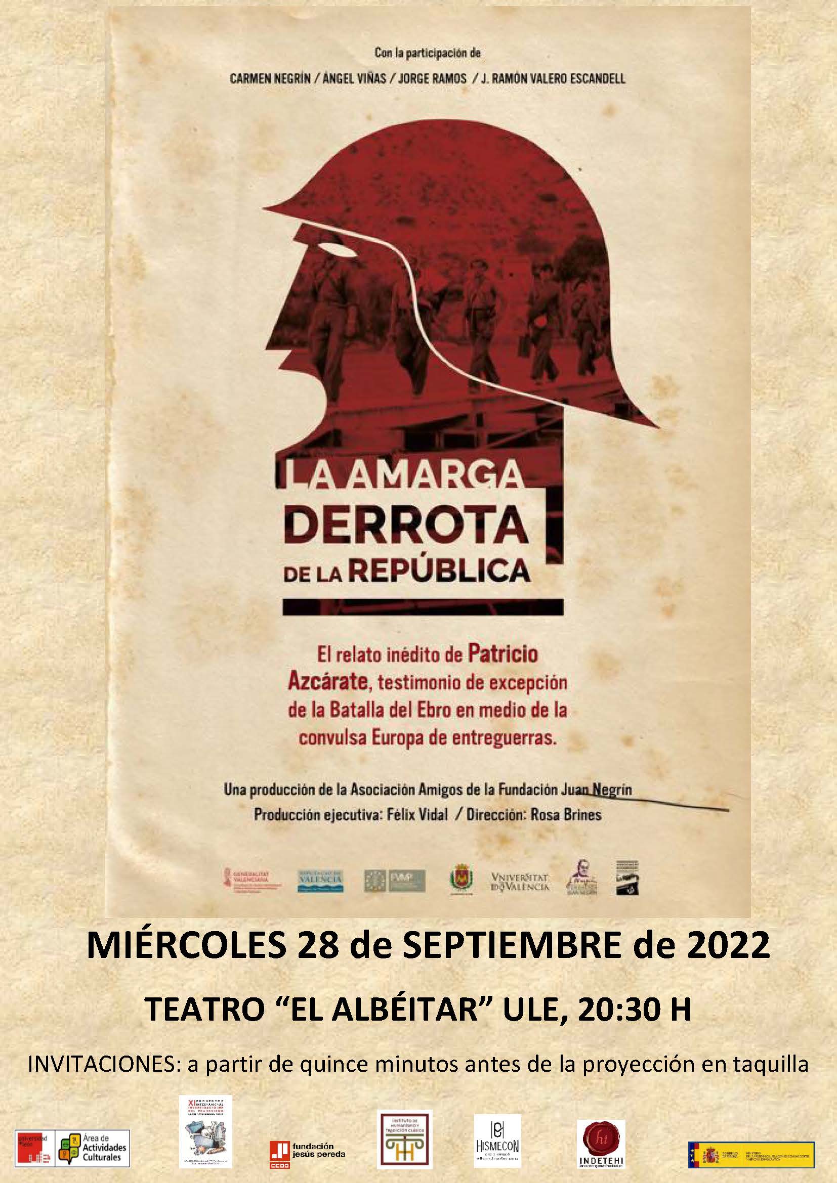 Programación Cultural XI Encuentro Investigaciones Franquismo. Documental: La Amarga derrota de la República