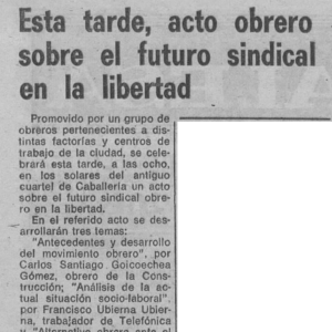 Recorte Noticia Asamblea Burgos, 1976, 23 julio